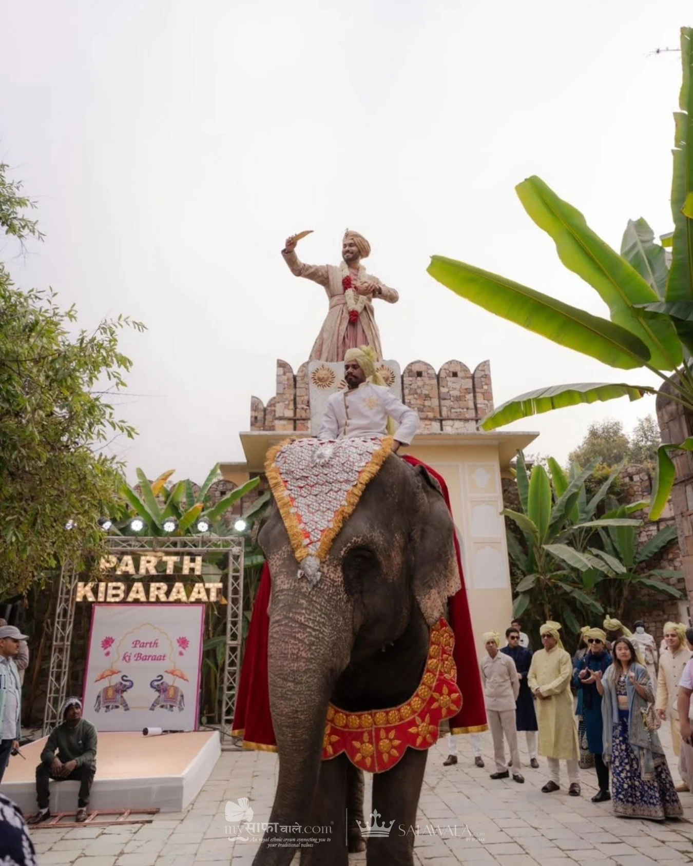 wedding safa wala in Bang Tao – Pastel groom safa photographed in natural daylight